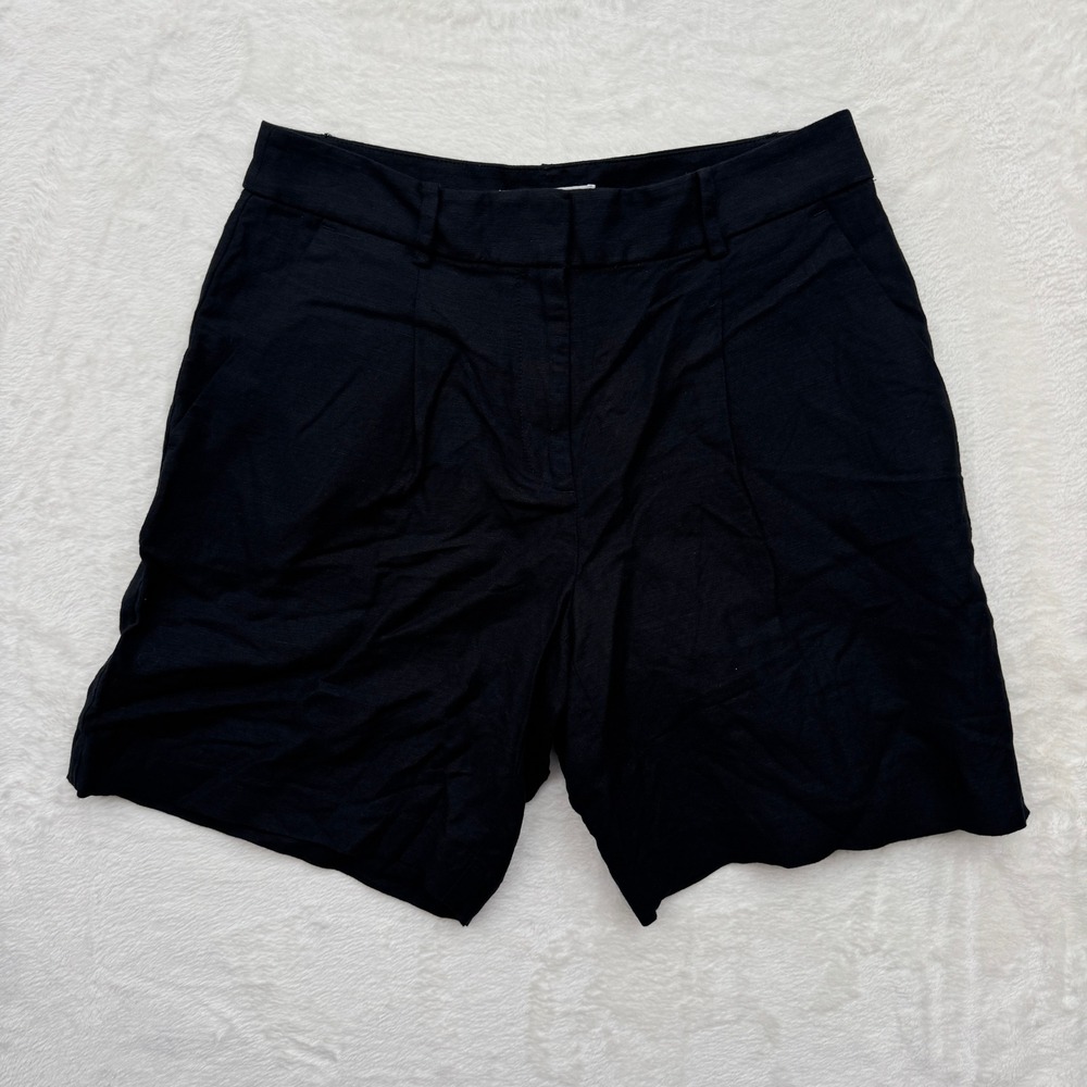 LOFT Shorts Womens 0 Black Linen Blend Tailored Pleated‎ Riviera Casual Career